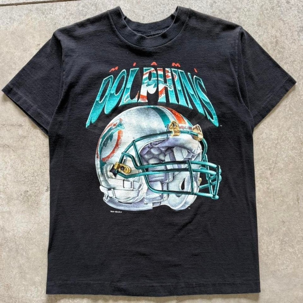 Miami Dolphins Salem Sportswear Vintage 90s NFL Helmet Logo Shirt Sz Medium